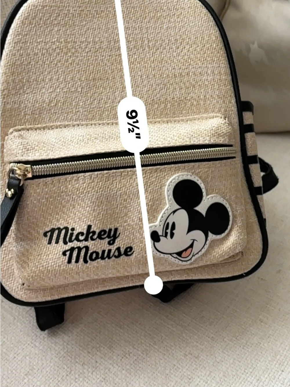 Mickey Mouse Beige Straw Crossbody Bag with Black Trim for kids - Picture 9 of 12